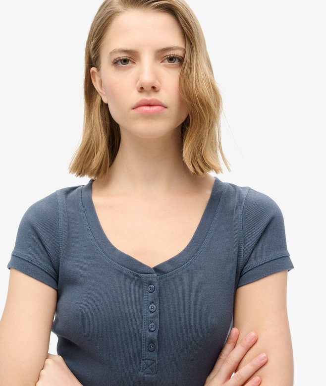 Superdry Top De Manga Corta Con Cuello Abotonado Essential