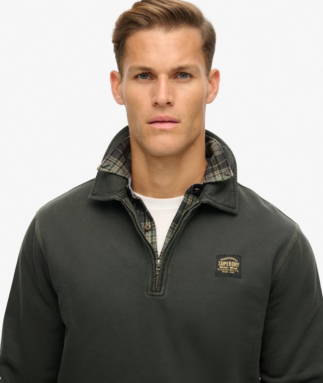 Superdry Top De Media Cremallera Con Pespuntes En Contraste