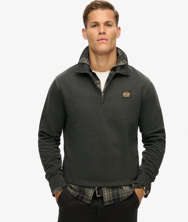 superdry Top de media cremallera con pespuntes en contraste