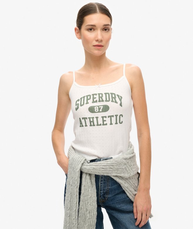 superdry Top de tirantes en ponteille con estampado Athletic Essentials