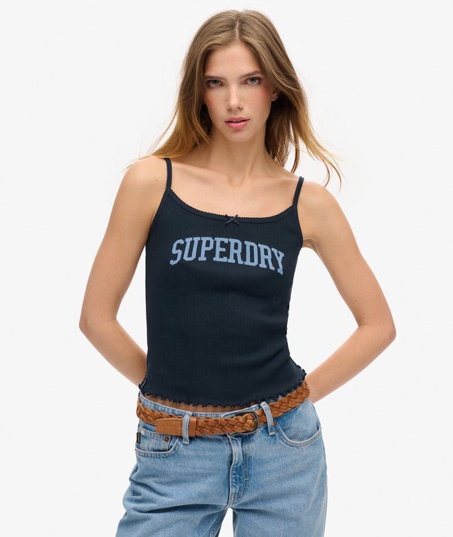 superdry Top de tirantes en ponteille con estampado Athletic Essentials