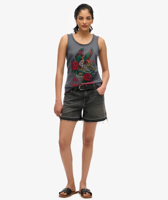 Superdry Top Sin Mangas Con Amplio Escote Redondo Y Tatuaje Neo Trad
