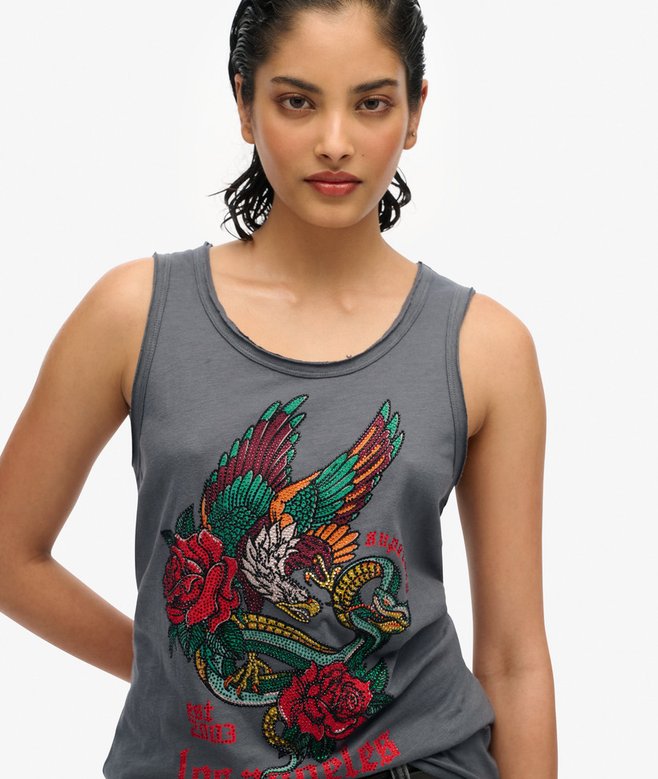Superdry Top Sin Mangas Con Amplio Escote Redondo Y Tatuaje Neo Trad