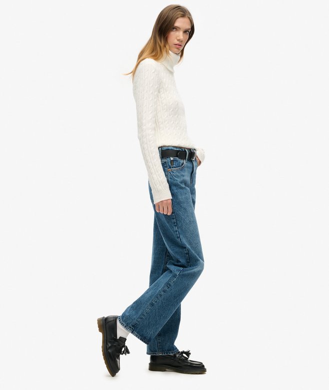 Superdry Vaqueros De Algodón Orgánico Talle Medio Y Pernera Ancha