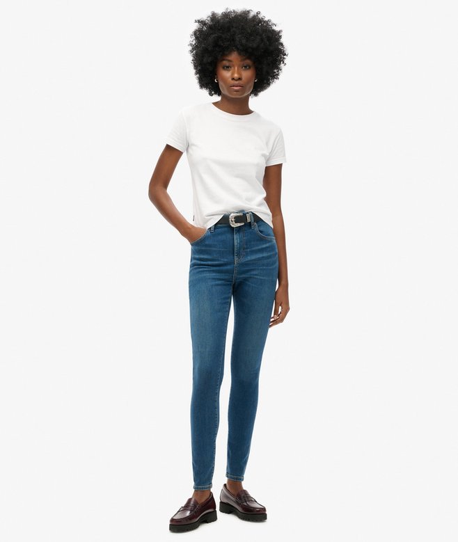 superdry Vaqueros pitillo de talle alto de algodón orgánico