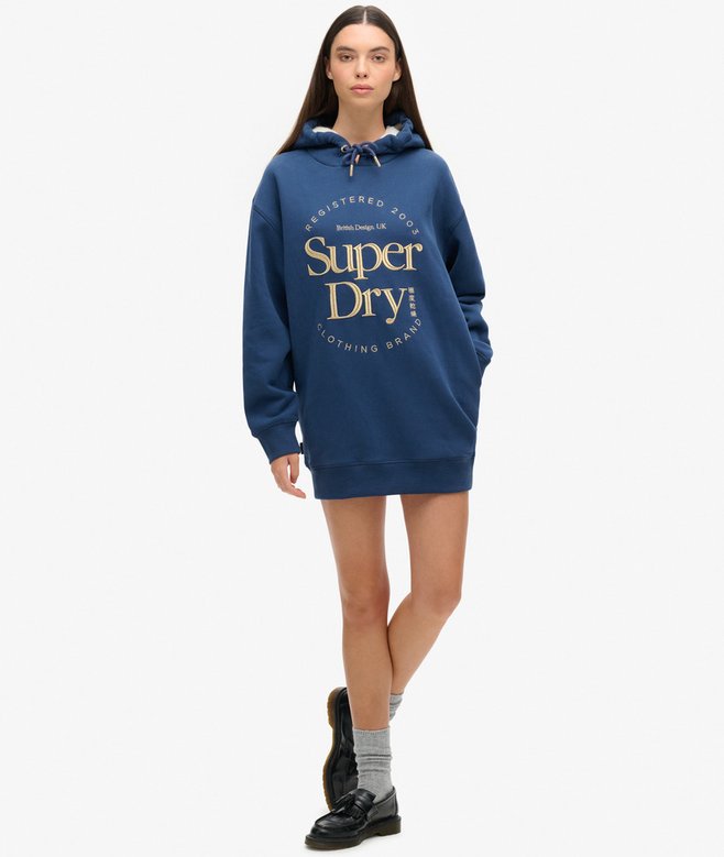 Superdry Vestido Con Capucha Y Logotipo Metalizado Luxe