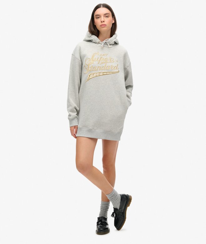 Superdry Vestido Con Capucha Y Logotipo Metalizado Luxe