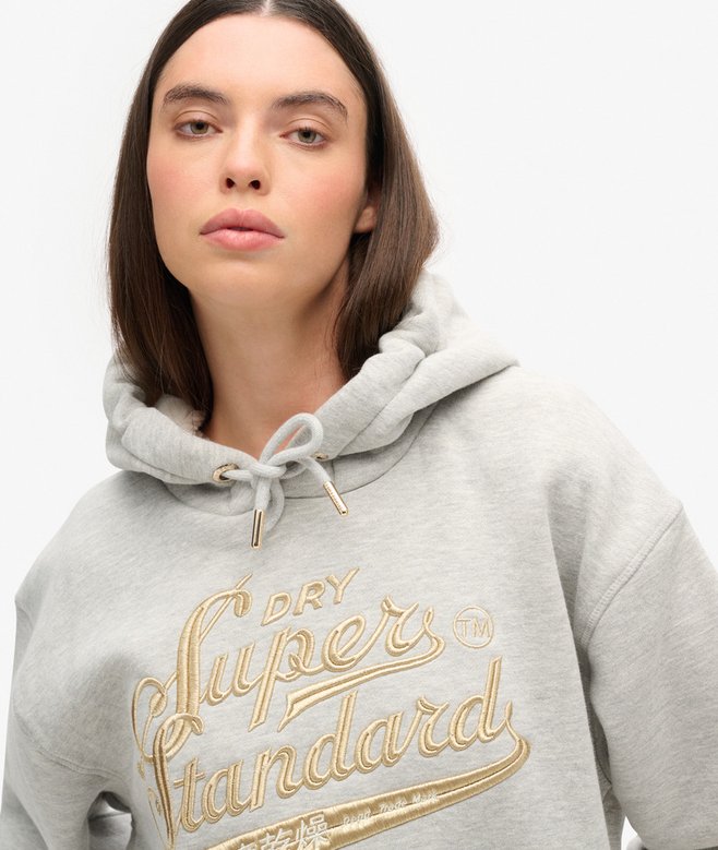 Superdry Vestido Con Capucha Y Logotipo Metalizado Luxe