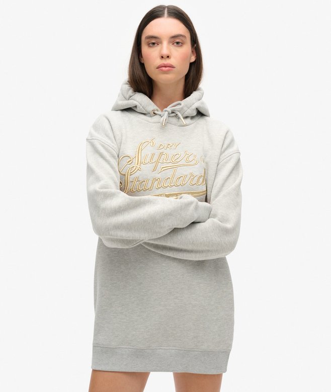superdry Vestido con capucha y logotipo metalizado Luxe