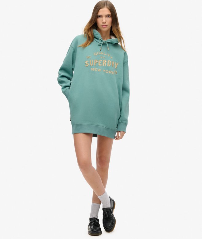 Superdry Vestido Con Capucha Y Logotipo Metalizado Luxe