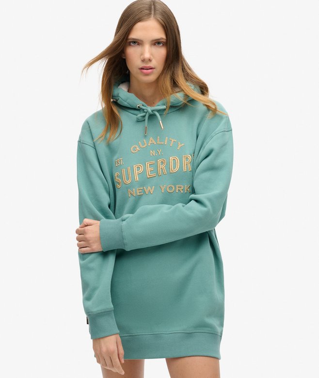 superdry Vestido con capucha y logotipo metalizado Luxe