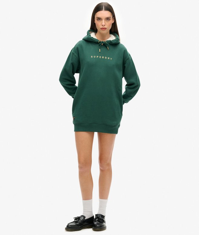 Superdry Vestido Con Capucha Y Logotipo Metalizado Luxe