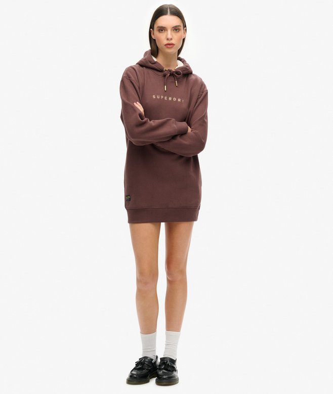 Superdry Vestido Con Capucha Y Logotipo Metalizado Luxe