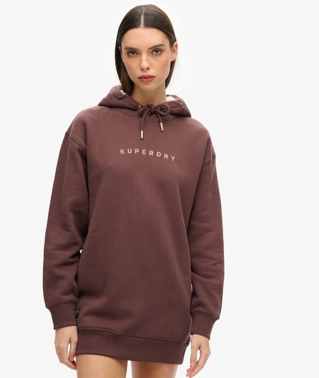 superdry Vestido con capucha y logotipo metalizado Luxe