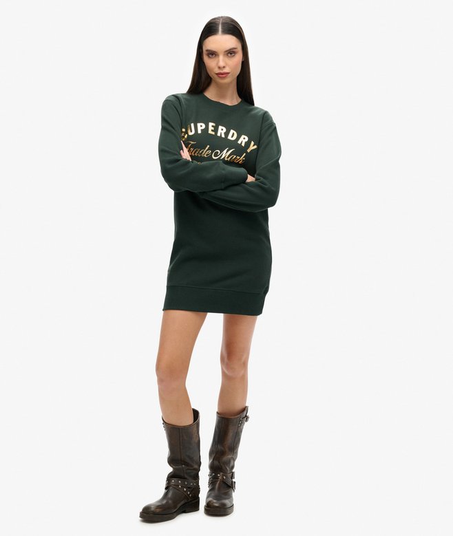 Superdry Vestido De Punto Con Logotipo Metalizado Luxe