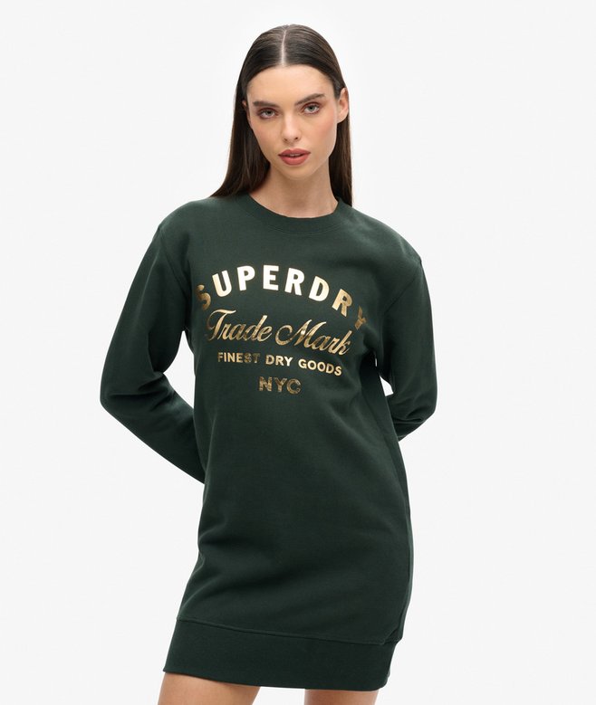 superdry Vestido de punto con logotipo metalizado Luxe
