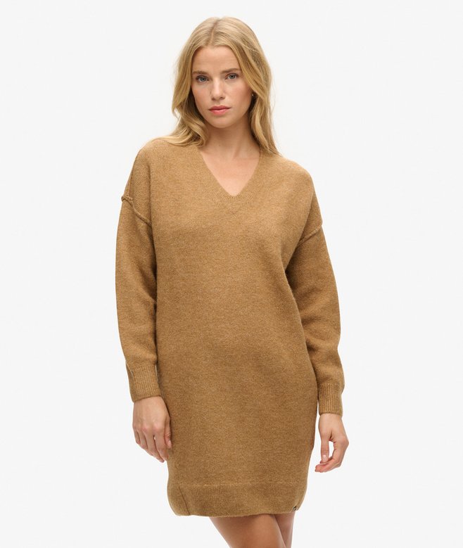 superdry Vestido de punto tipo jersey con cuello de pico