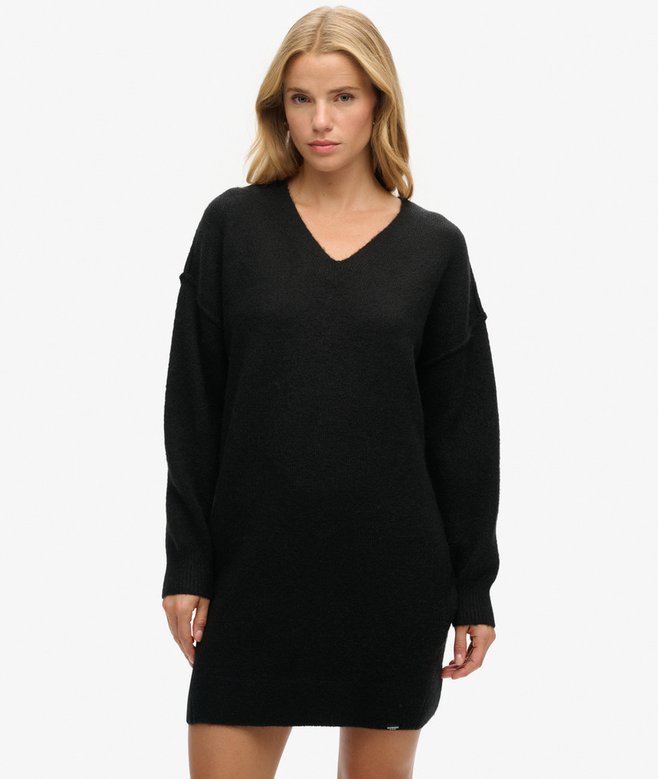 superdry Vestido de punto tipo jersey con cuello de pico