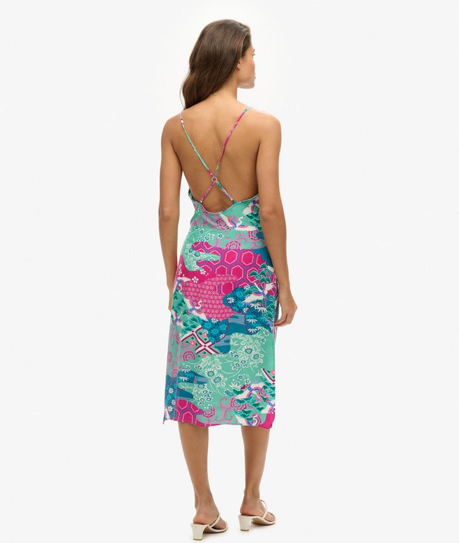 Superdry Vestido De Tirantes Lencero Midi Estampado