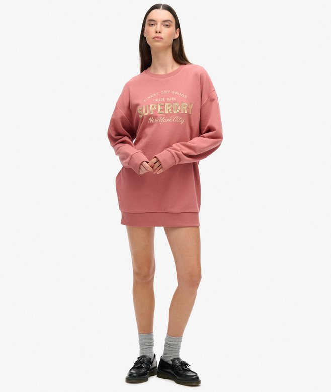 Superdry Vestido En Tejido Sudadera Con Logotipo Metalizado Luxe