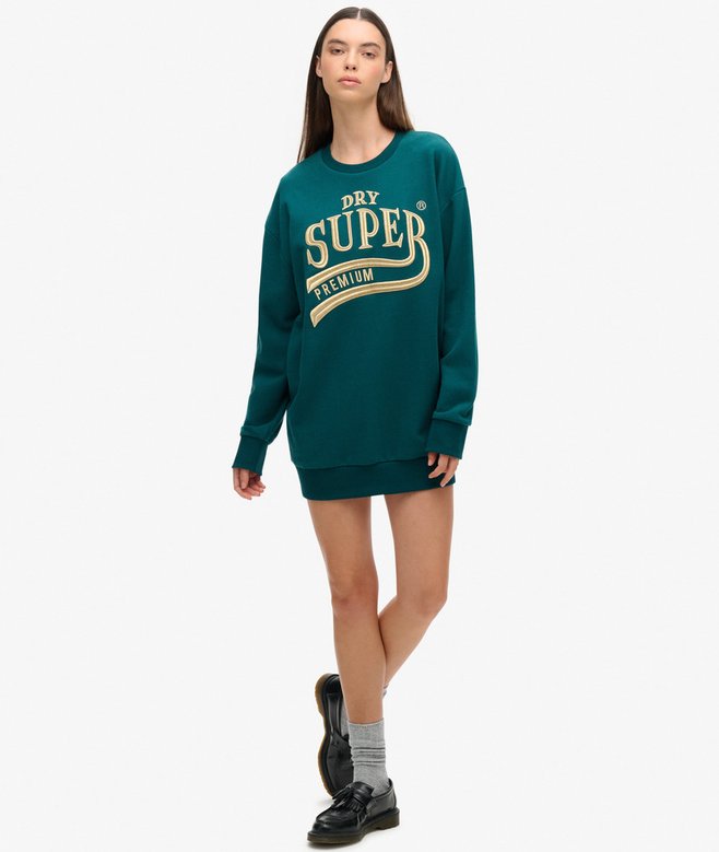 Superdry Vestido En Tejido Sudadera Con Logotipo Metalizado Luxe