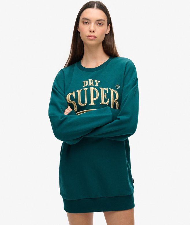 superdry Vestido en tejido sudadera con logotipo metalizado Luxe