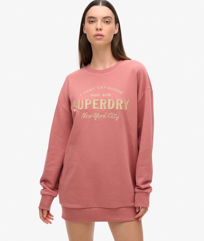 superdry Vestido en tejido sudadera con logotipo metalizado Luxe