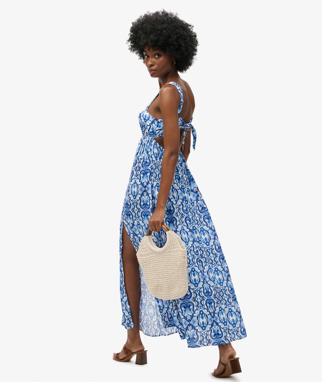 Superdry Vestido Largo Con Tiras De Anudar En La Espalda