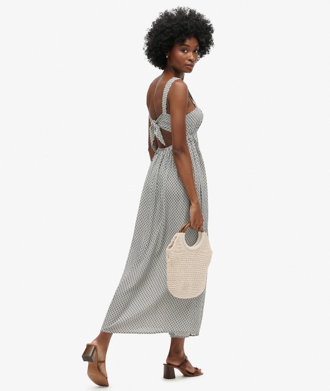 Superdry Vestido Largo Con Tiras De Anudar En La Espalda