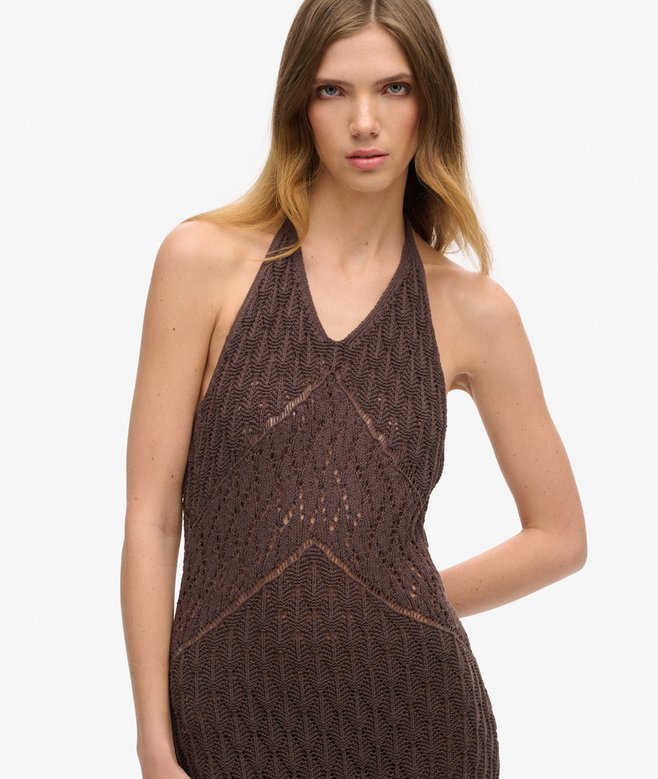 Superdry Vestido Largo De Ganchillo Con Escote Halter