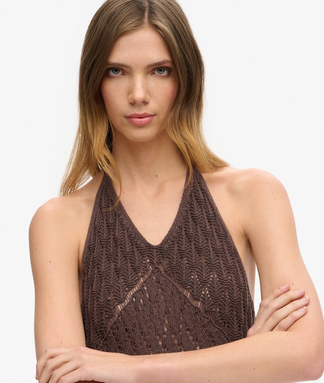 Superdry Vestido Largo De Ganchillo Con Escote Halter