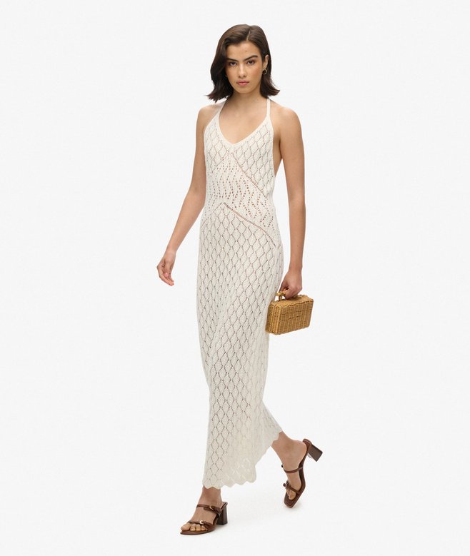 Superdry Vestido Largo De Ganchillo Con Escote Halter