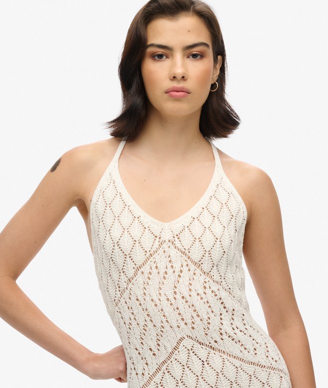 Superdry Vestido Largo De Ganchillo Con Escote Halter