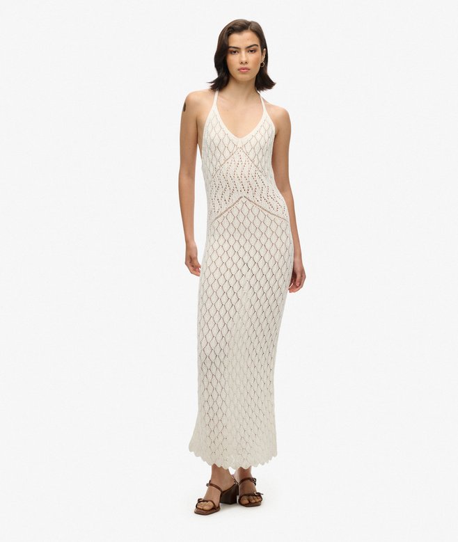 superdry Vestido largo de ganchillo con escote halter
