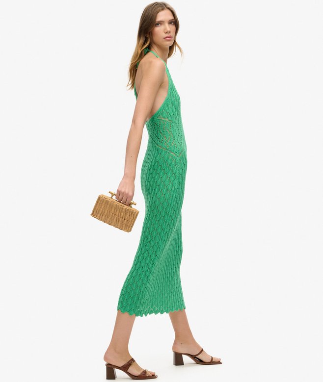 superdry Vestido largo de ganchillo con escote halter