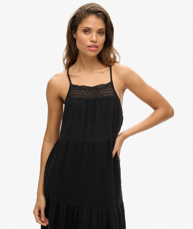 Superdry Vestido Largo De Tirantes Y Encaje Con Logotipo Vintage Logo
