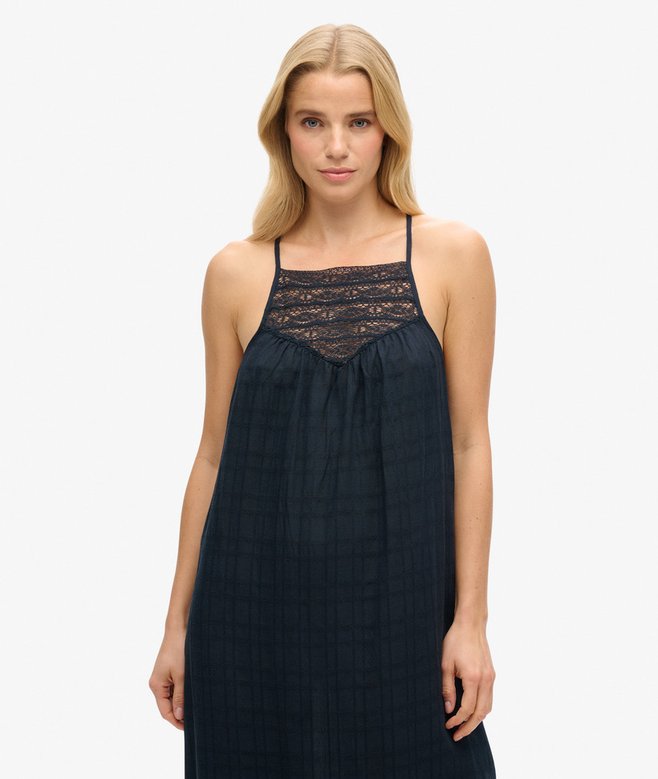 Superdry Vestido Largo Playero De Encaje Con Escote Halter
