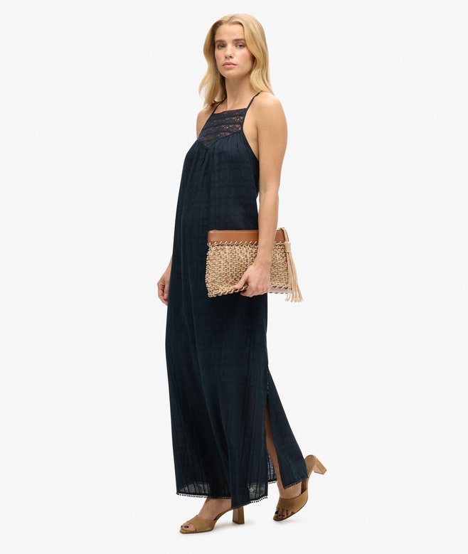 Superdry Vestido Largo Playero De Encaje Con Escote Halter