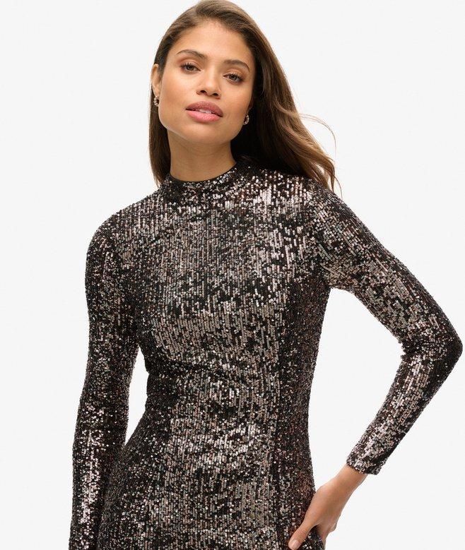 Superdry Vestido Midi Con Espalda Abierta Y Lentejuelas