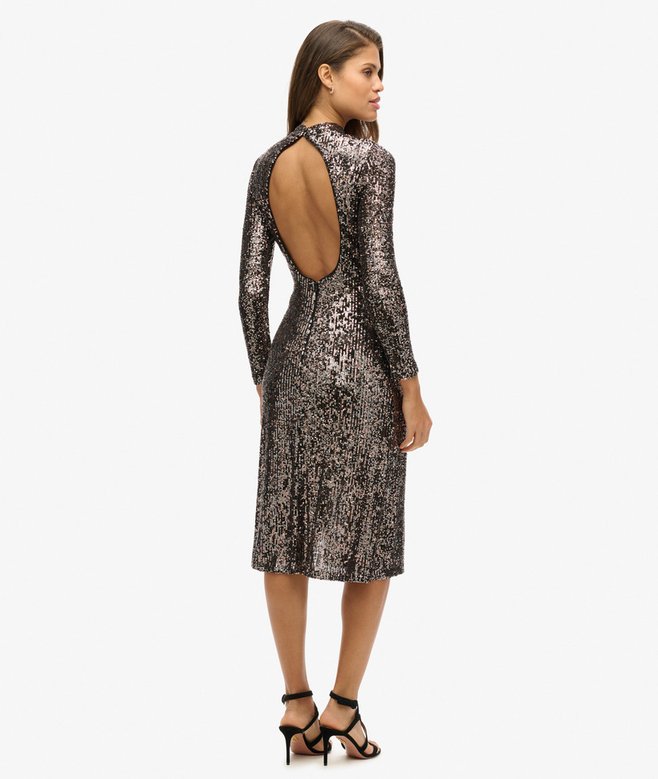 Superdry Vestido Midi Con Espalda Abierta Y Lentejuelas