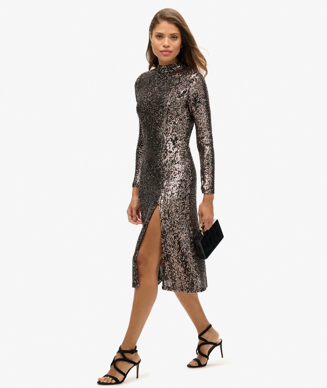 Superdry Vestido Midi Con Espalda Abierta Y Lentejuelas