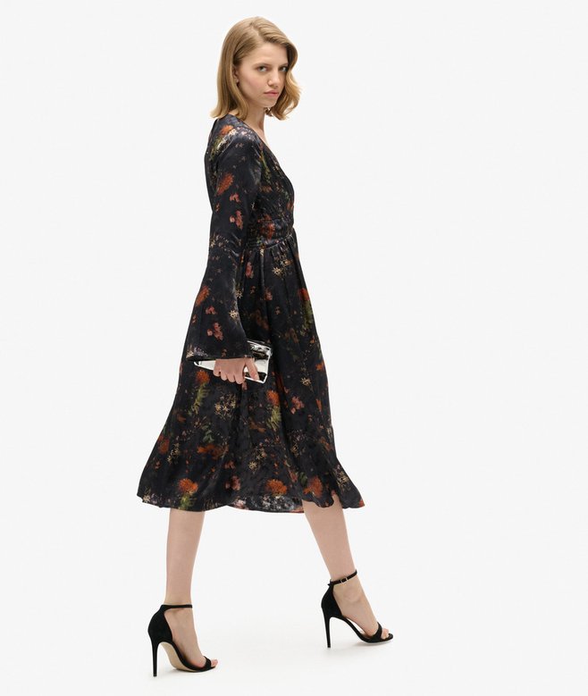 Superdry Vestido Midi De Jacquard De Mangas Acampanadas