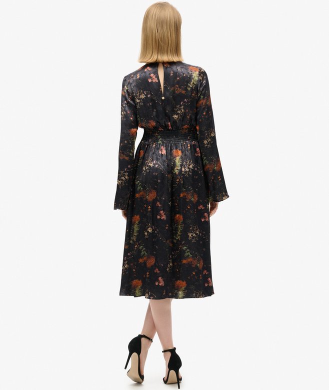 Superdry Vestido Midi De Jacquard De Mangas Acampanadas