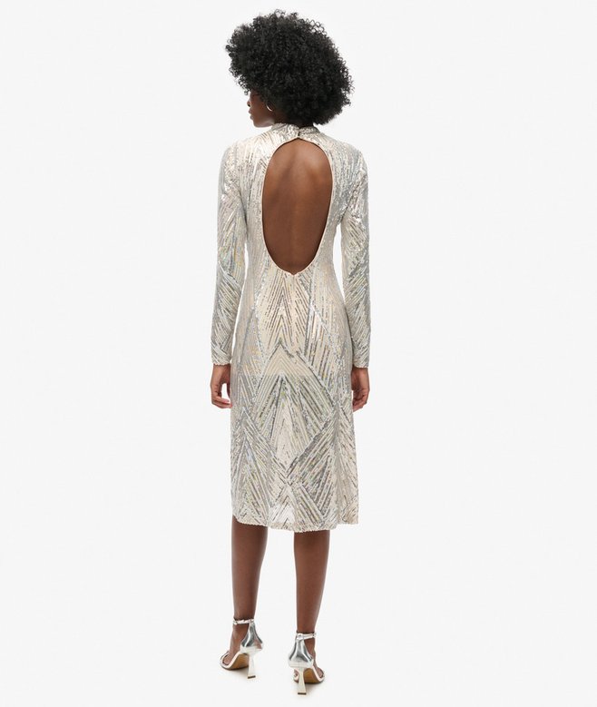 Superdry Vestido Midi De Manga Larga Con Espalda Abierta