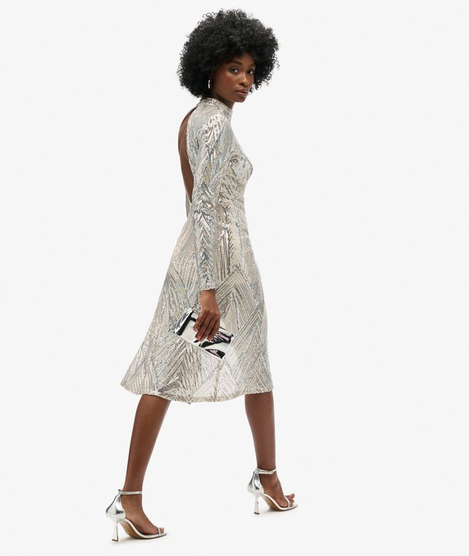 Superdry Vestido Midi De Manga Larga Con Espalda Abierta