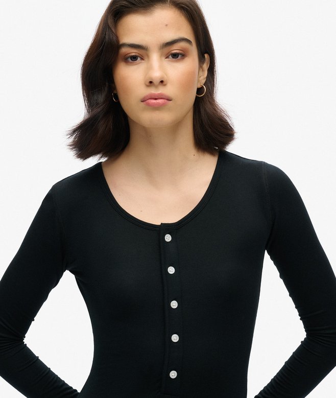 Superdry Vestido Midi De Punto Con Media Botonadura