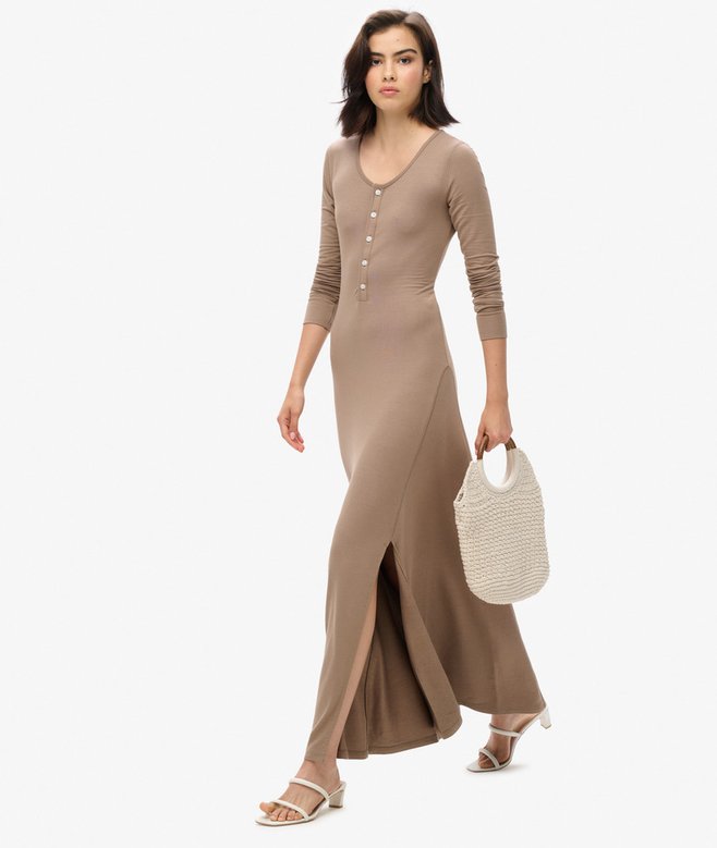 Superdry Vestido Midi De Punto Con Media Botonadura