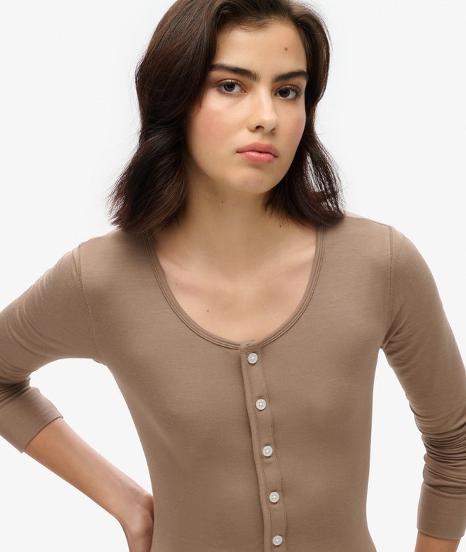 Superdry Vestido Midi De Punto Con Media Botonadura