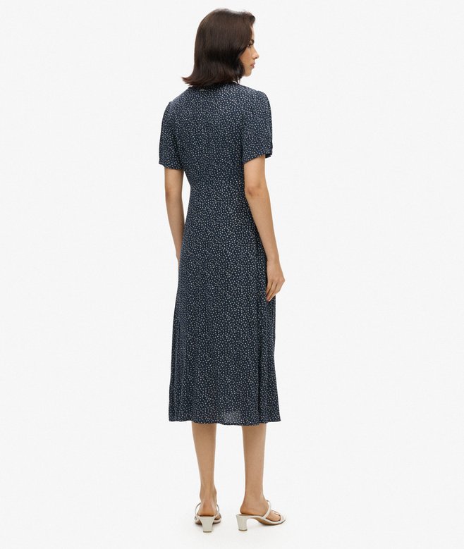 Superdry Vestido Midi De Té De Manga Corta Con Estampado Y Botones