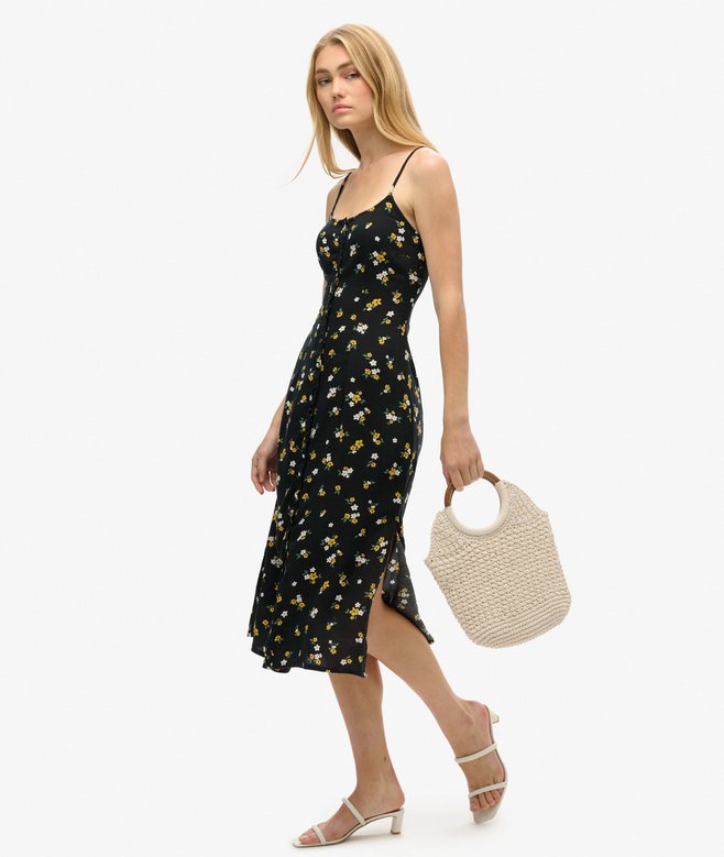 Superdry Vestido Midi De Tirantes Estampado Con Cierre De Botones
